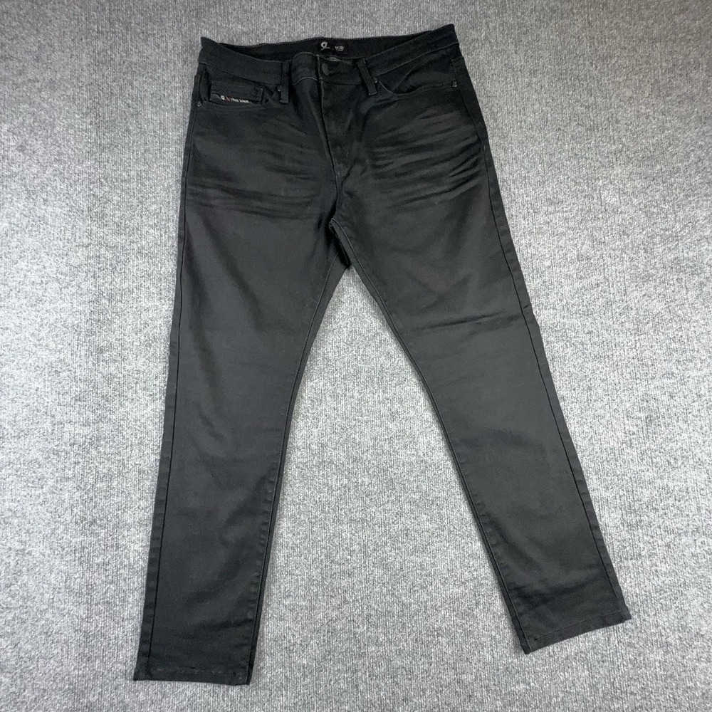 Fried Denim Jeans Mens 38x29 Black Slim Fit Tapered Stretch Moto Biker Denim